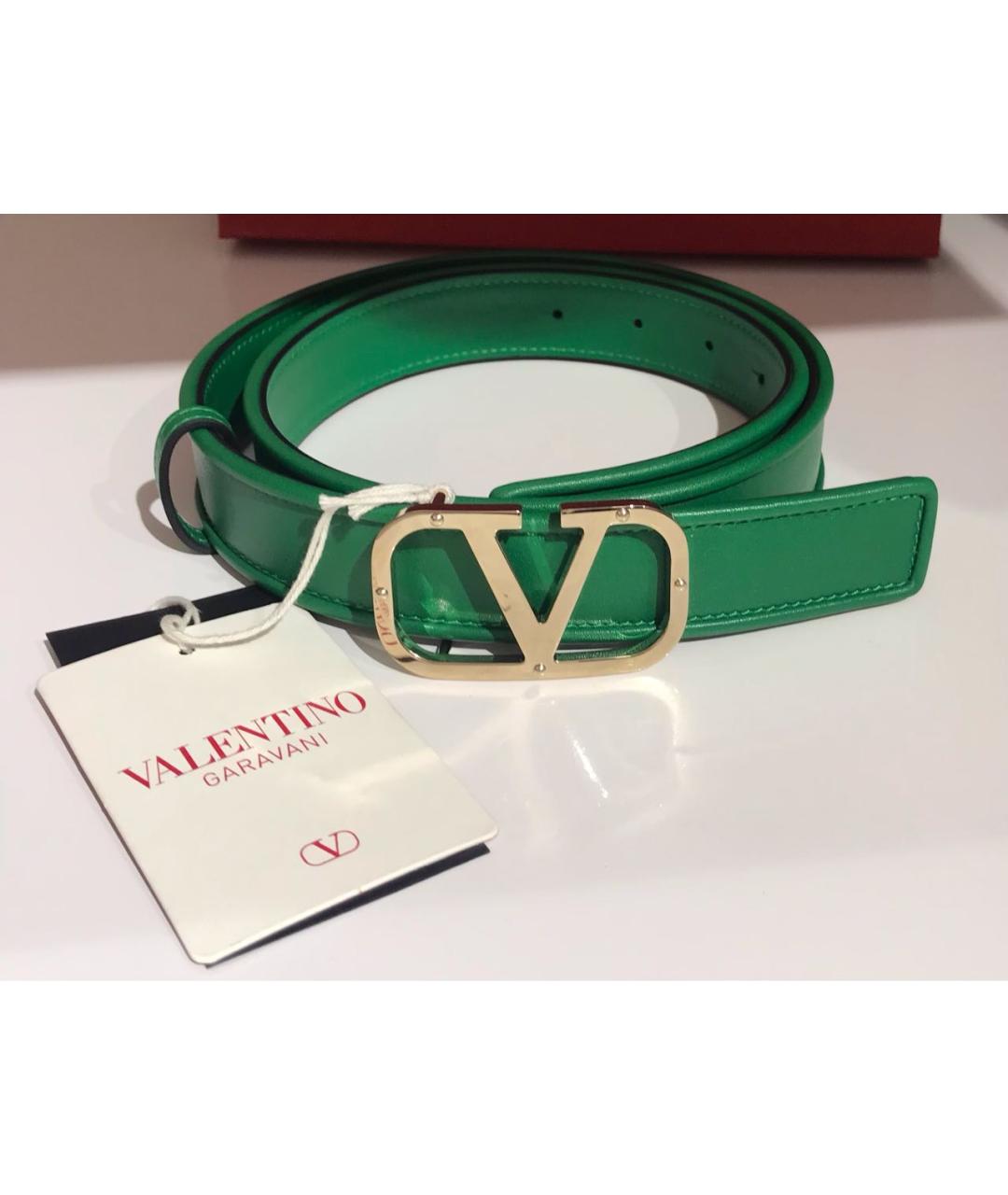 VALENTINO Зеленый кожаный ремень, фото 2