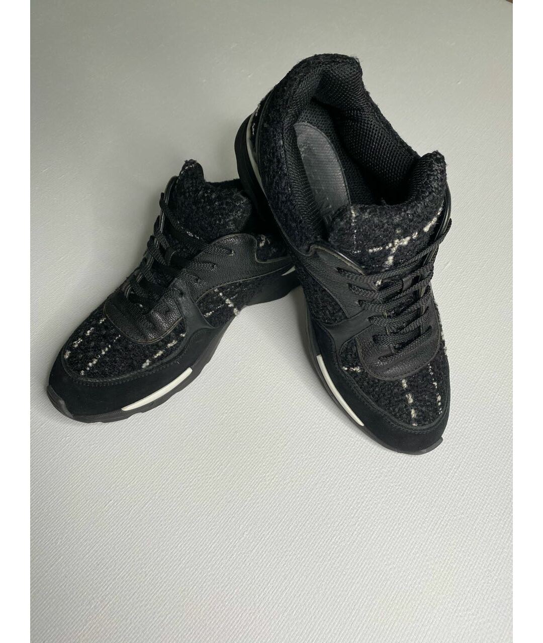 CHANEL PRE-OWNED Черные кожаные кроссовки, фото 8