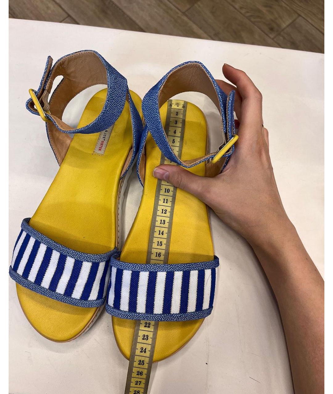 PAUL&JOE SISTER Синие кожаные босоножки, фото 6