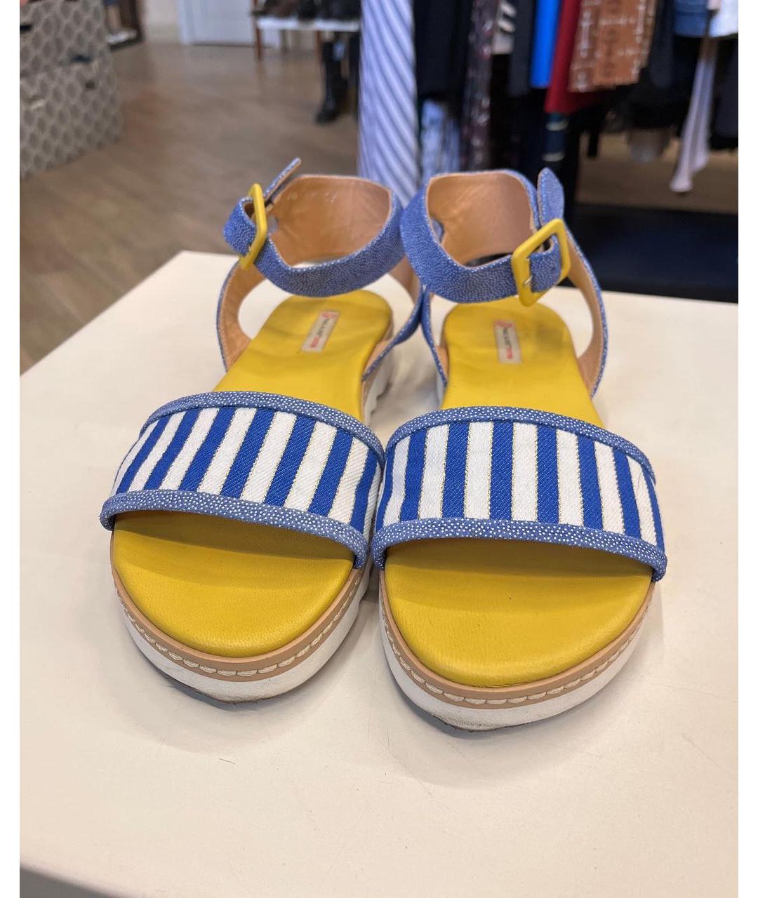 PAUL&JOE SISTER Синие кожаные босоножки, фото 2