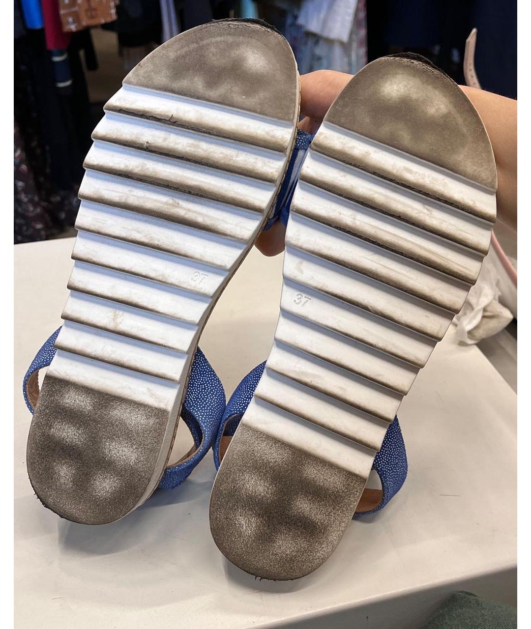 PAUL&JOE SISTER Синие кожаные босоножки, фото 5