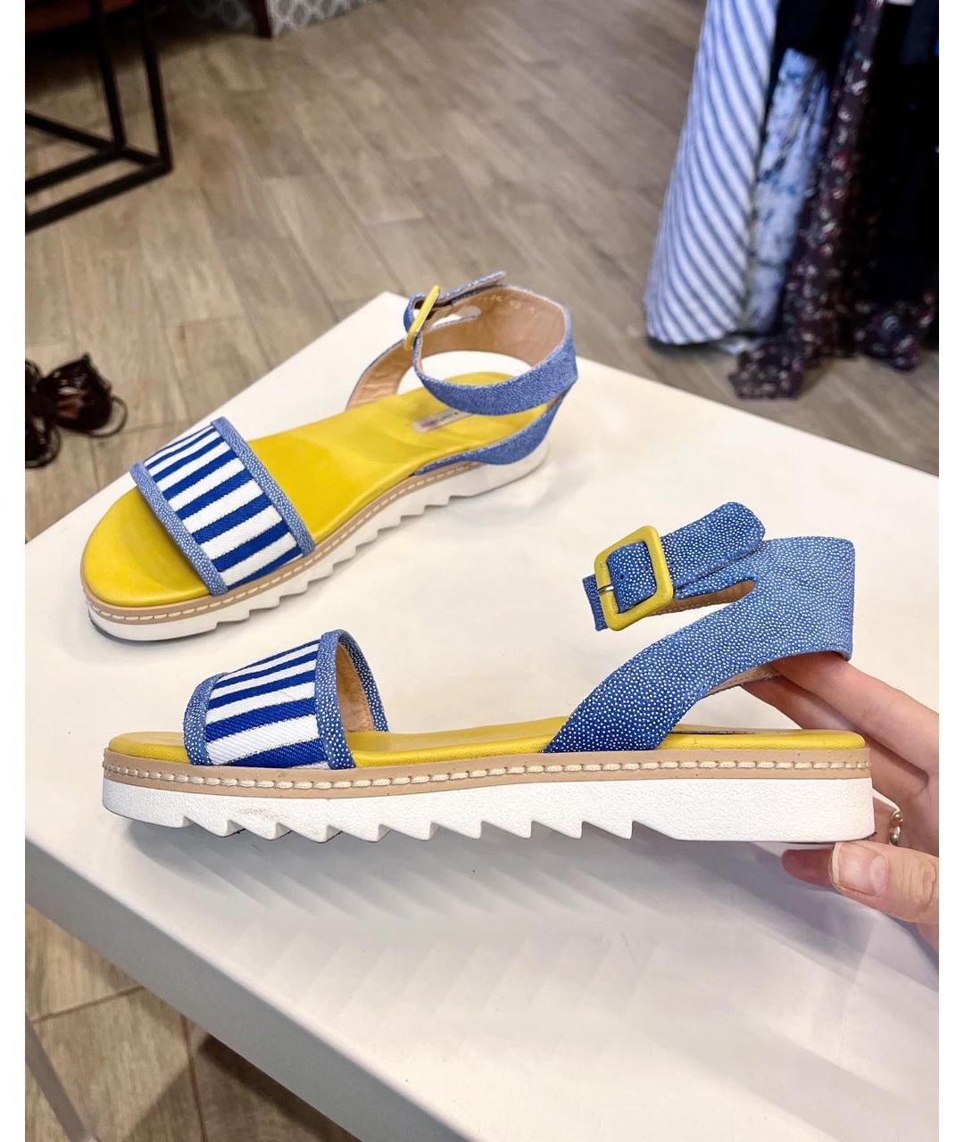 PAUL&JOE SISTER Синие кожаные босоножки, фото 1