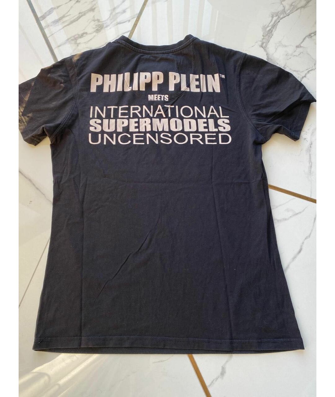 PHILIPP PLEIN Черная хлопко-полиэстеровая футболка, фото 2