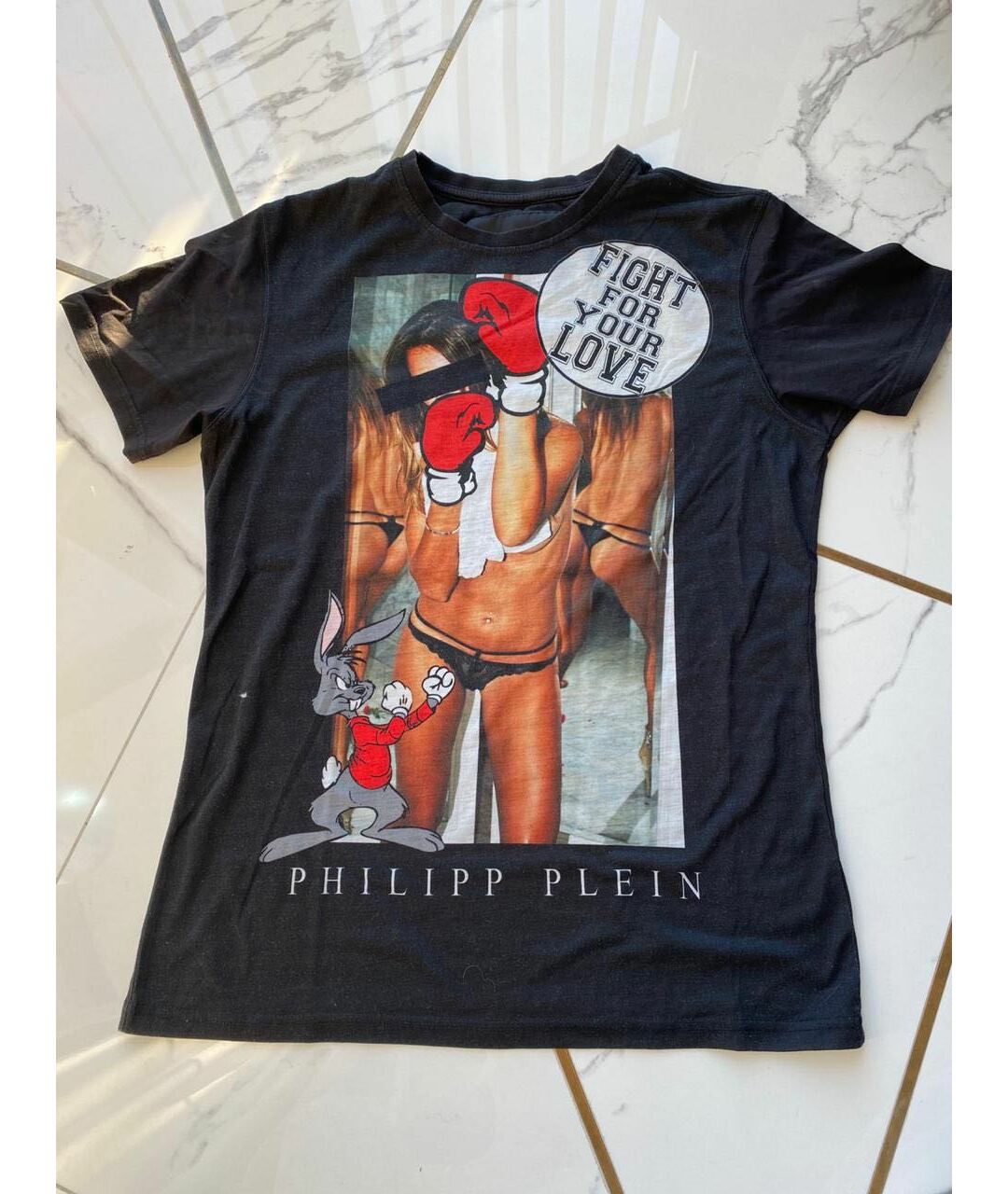 PHILIPP PLEIN Черная хлопко-полиэстеровая футболка, фото 5