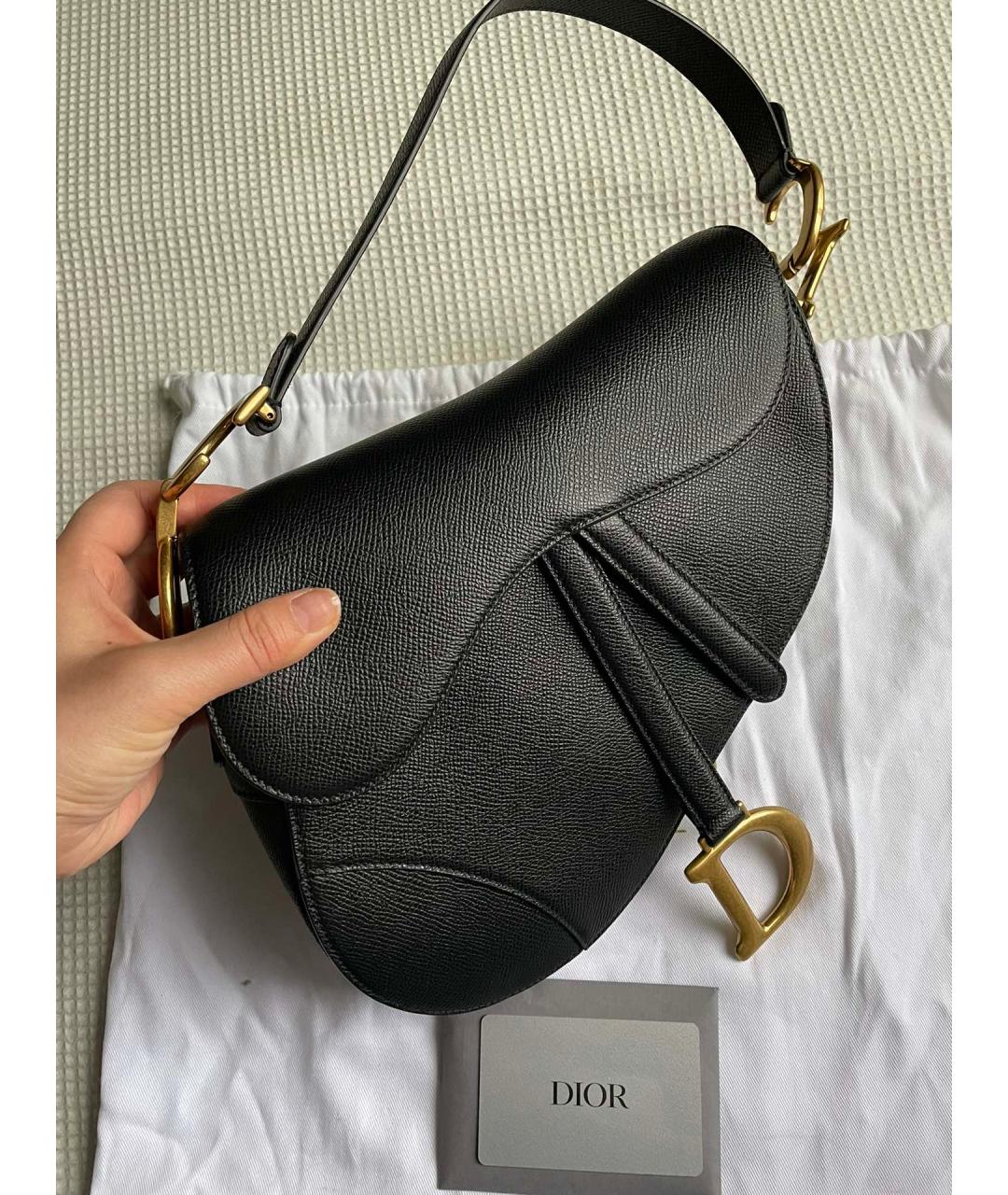 CHRISTIAN DIOR Черная кожаная сумка с короткими ручками, фото 7