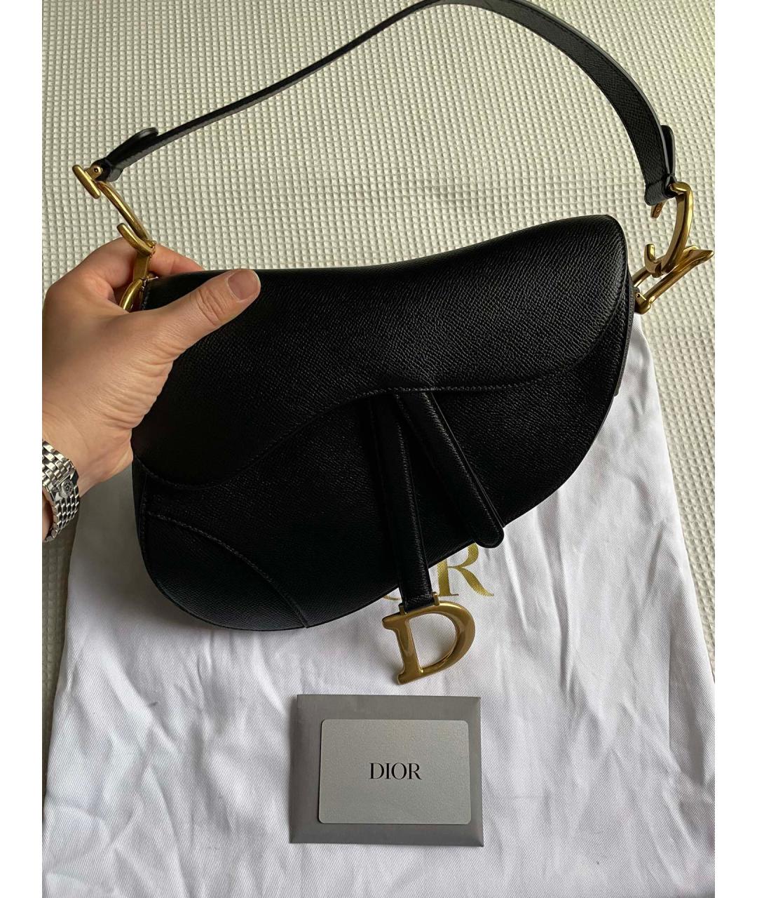 CHRISTIAN DIOR Черная кожаная сумка с короткими ручками, фото 4