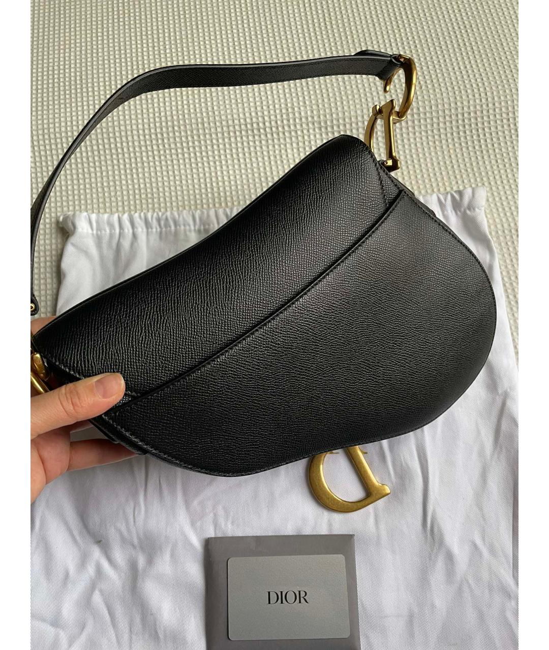 CHRISTIAN DIOR Черная кожаная сумка с короткими ручками, фото 2