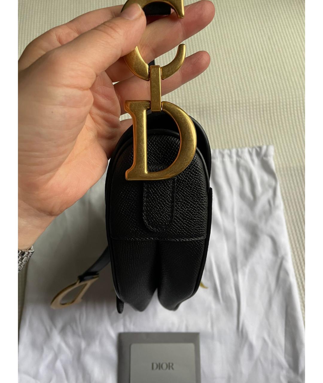 CHRISTIAN DIOR Черная кожаная сумка с короткими ручками, фото 3