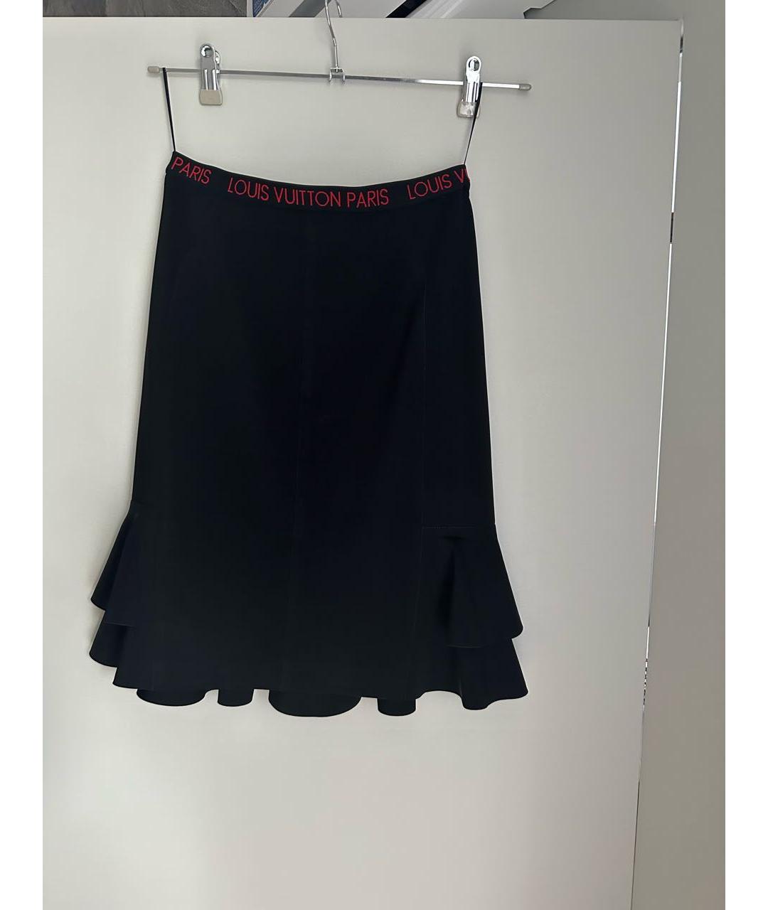 LOUIS VUITTON PRE-OWNED Черная вискозная юбка мини, фото 3