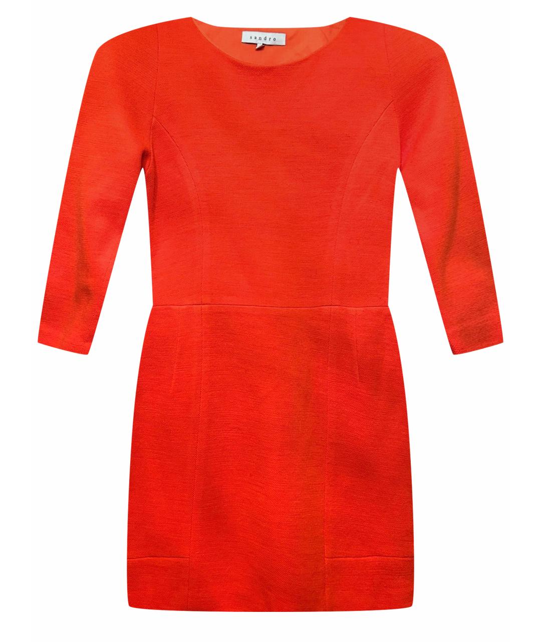 SANDRO Оранжевое шерстяное повседневное платье, фото 1