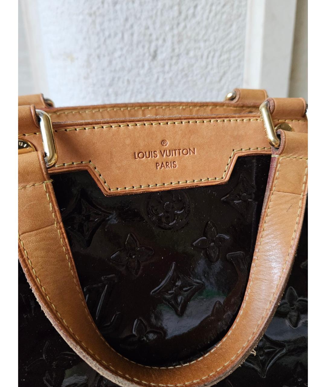 LOUIS VUITTON PRE-OWNED Бордовая сумка с короткими ручками из лакированной кожи, фото 7