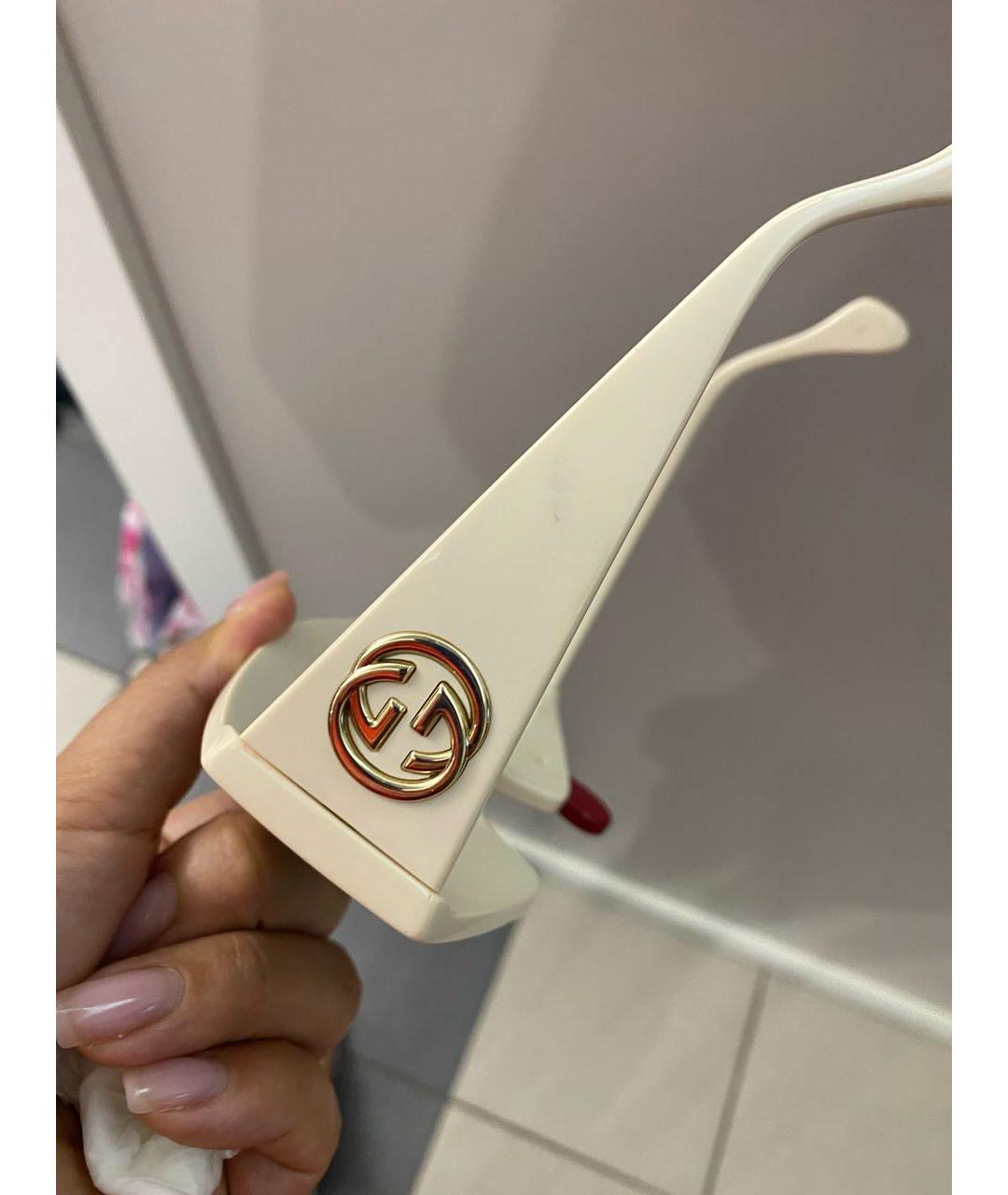 GUCCI Бежевые пластиковые солнцезащитные очки, фото 3