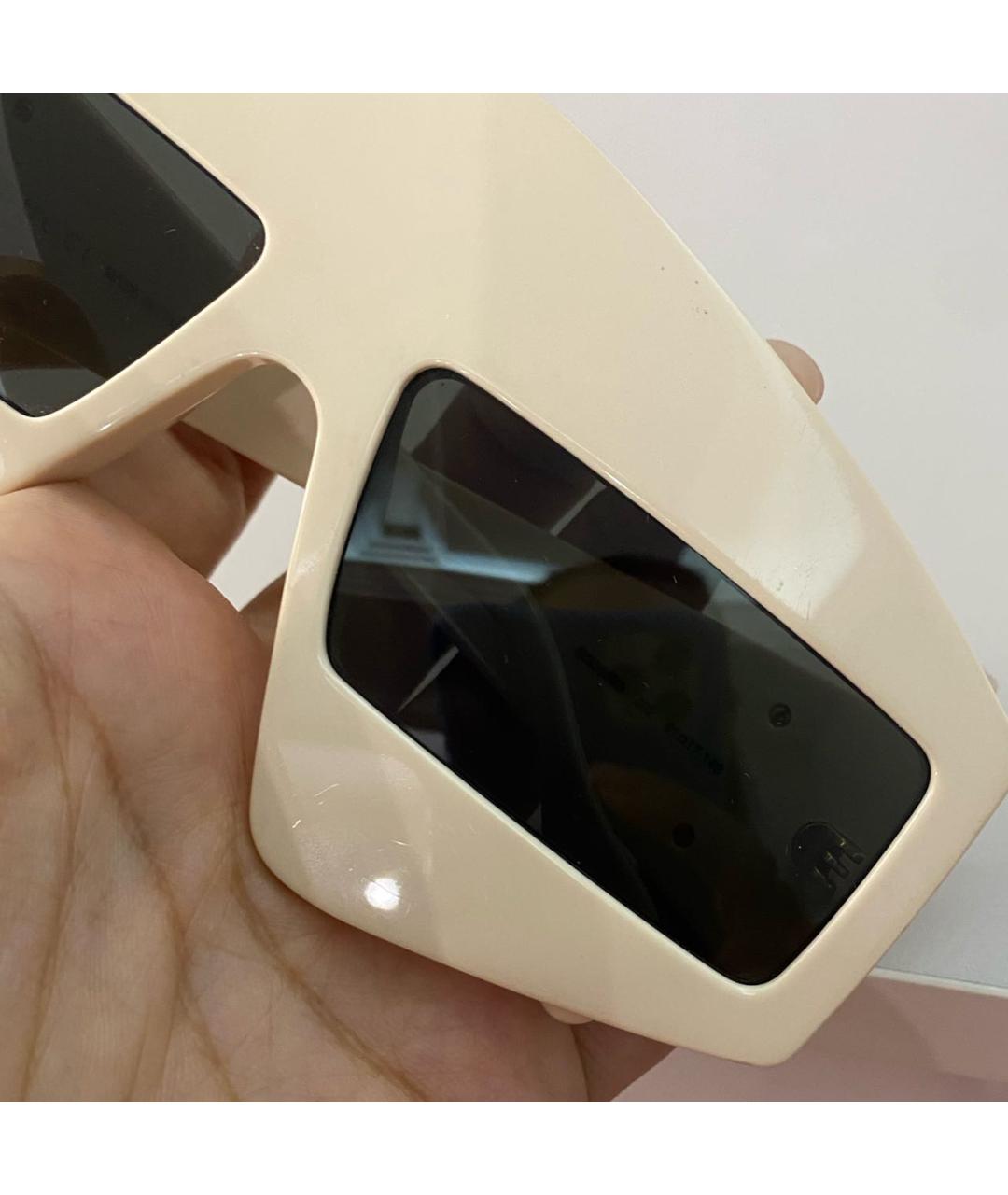 GUCCI Бежевые пластиковые солнцезащитные очки, фото 7