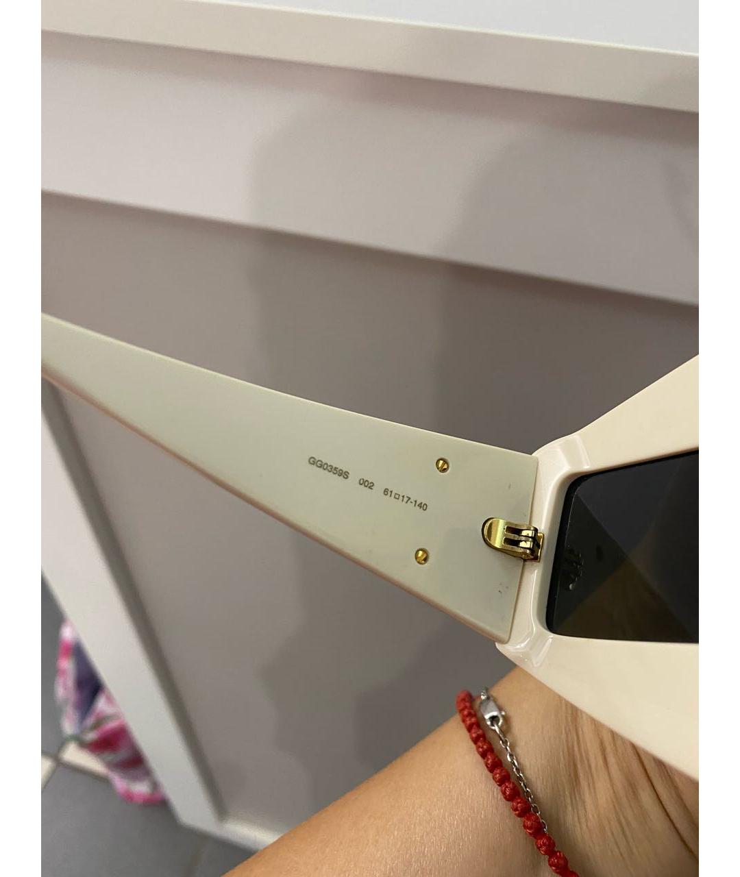 GUCCI Бежевые пластиковые солнцезащитные очки, фото 5