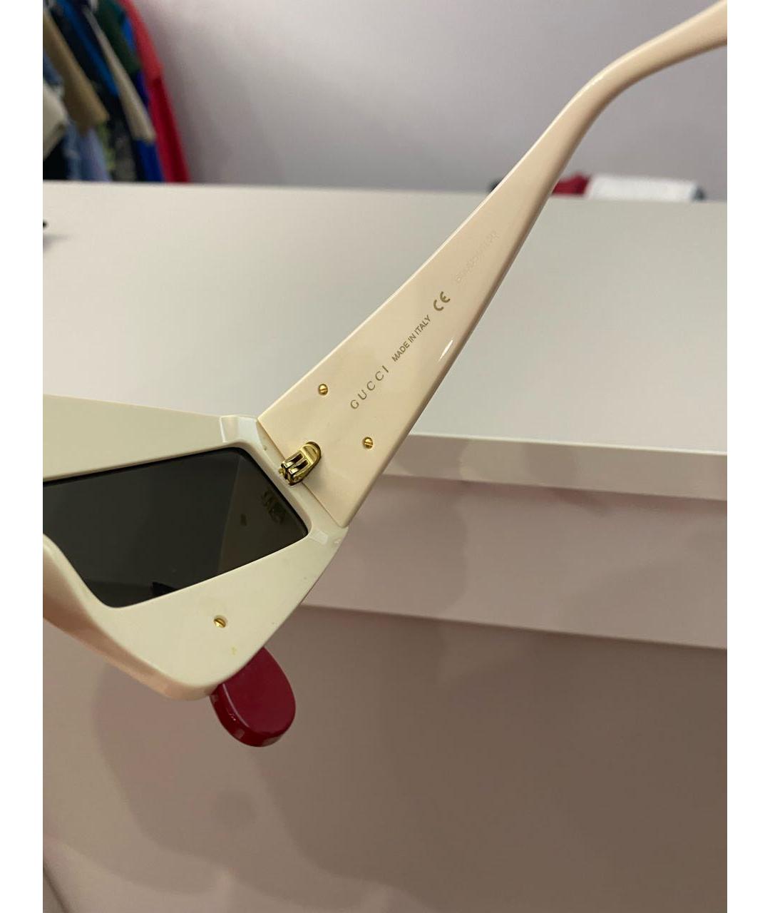 GUCCI Бежевые пластиковые солнцезащитные очки, фото 4