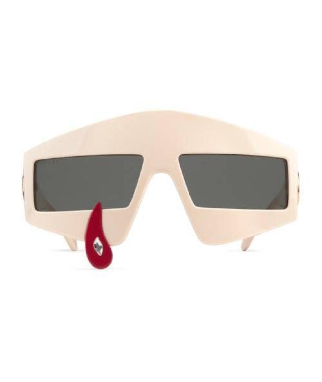 GUCCI Бежевые пластиковые солнцезащитные очки, фото 8