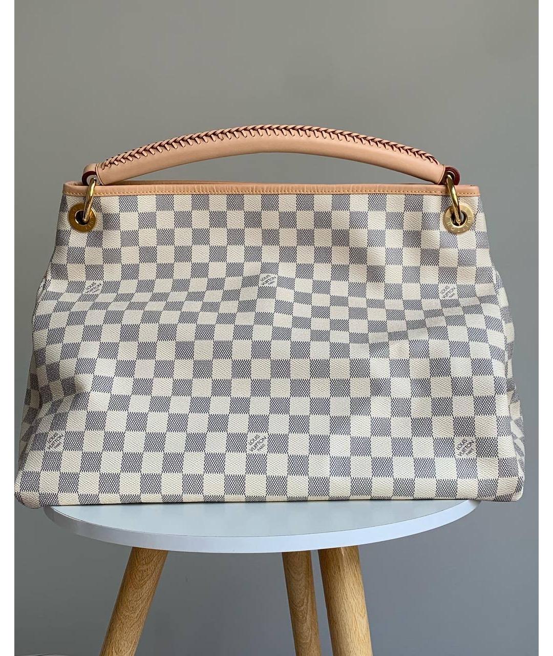 LOUIS VUITTON Бежевая кожаная сумка тоут, фото 3