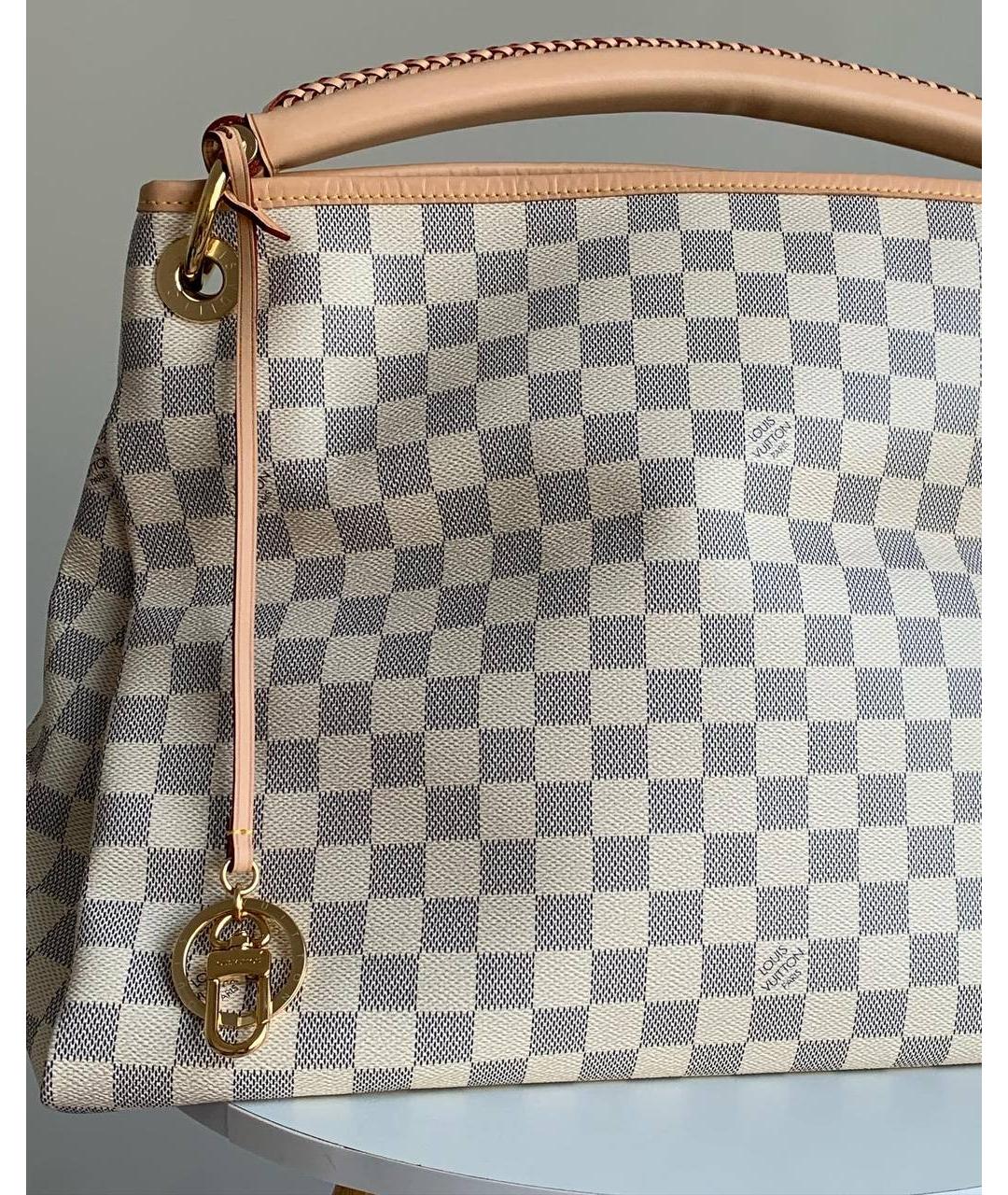 LOUIS VUITTON Бежевая кожаная сумка тоут, фото 5