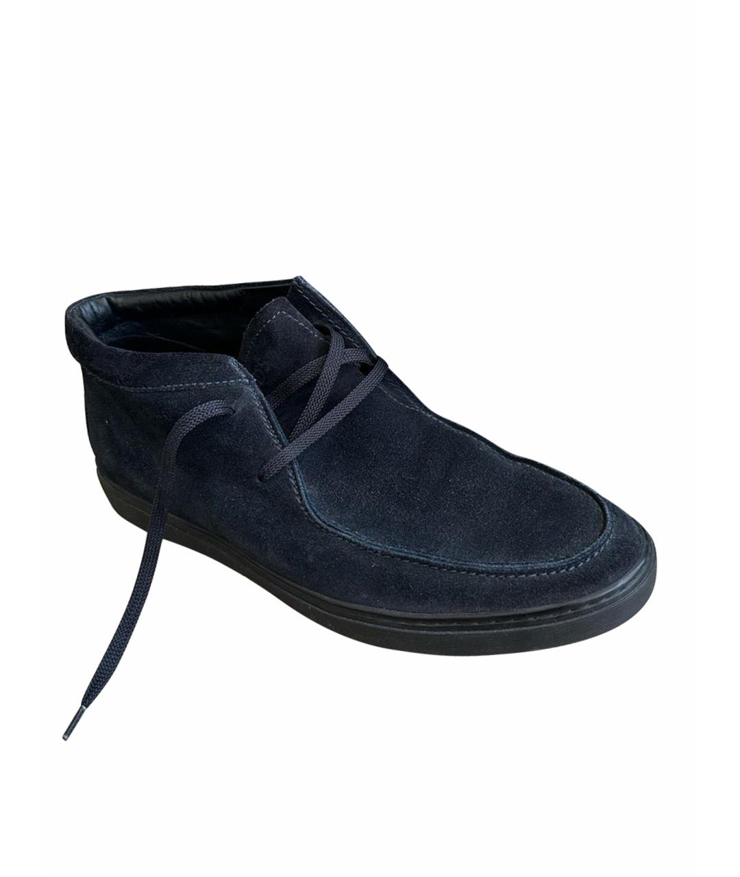TOD'S Темно-синие замшевые низкие ботинки, фото 1