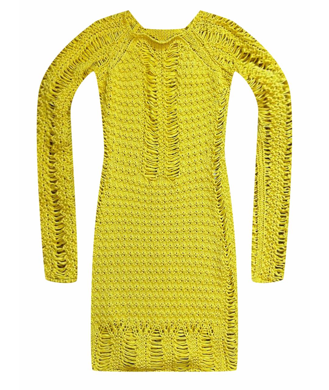 BALMAIN Желтое коктейльное платье, фото 1