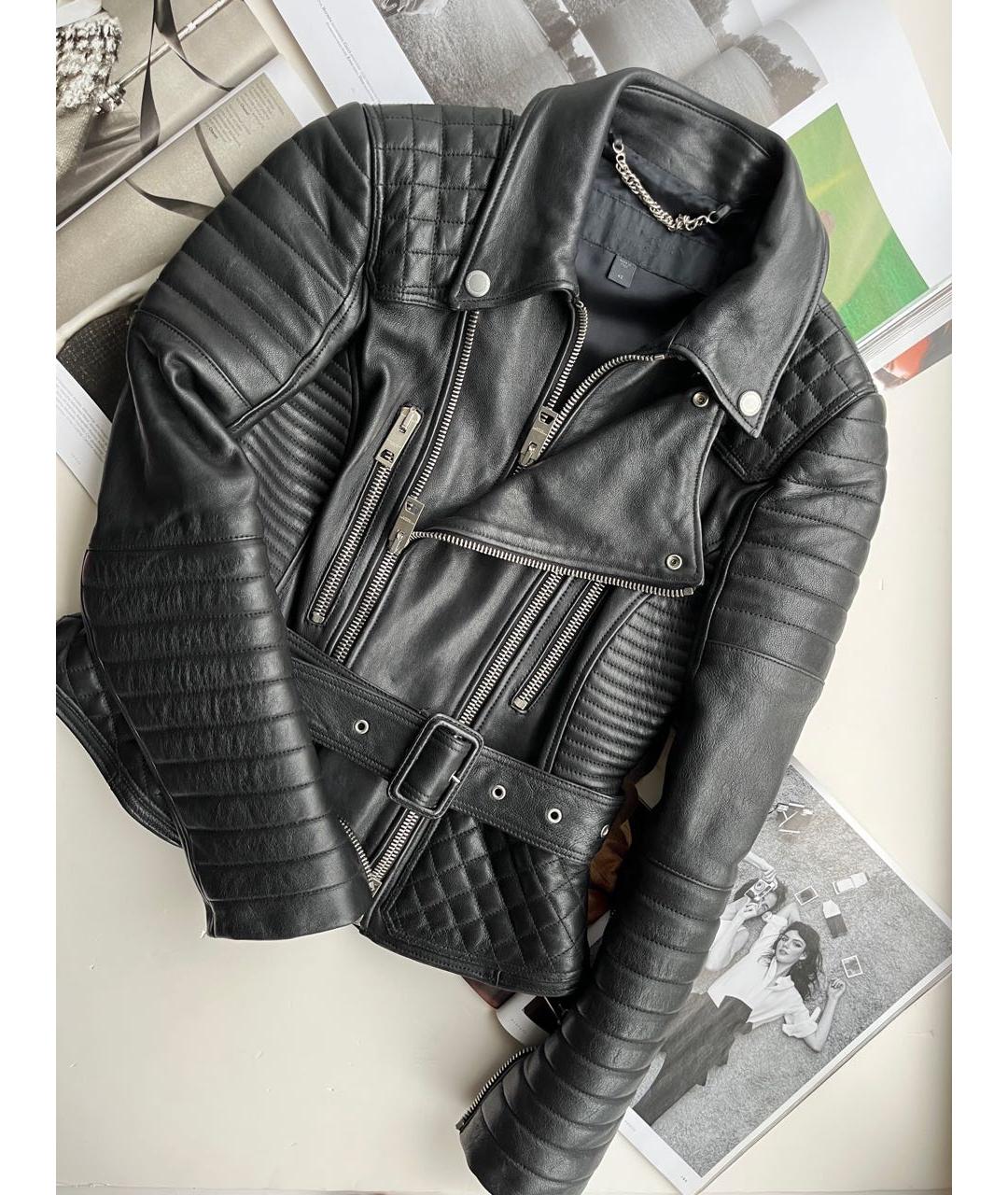 BURBERRY Черная кожаная куртка, фото 2