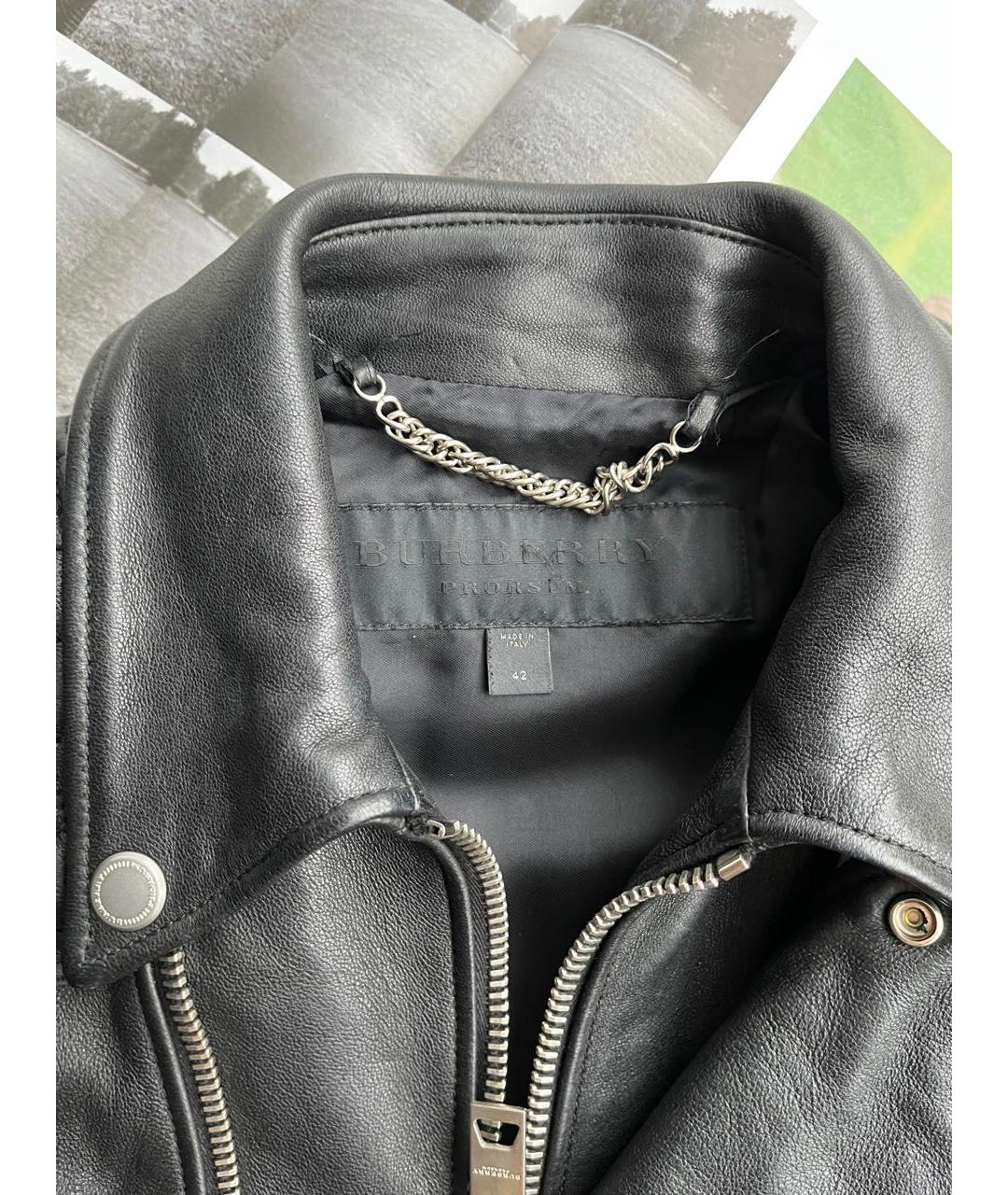 BURBERRY Черная кожаная куртка, фото 8