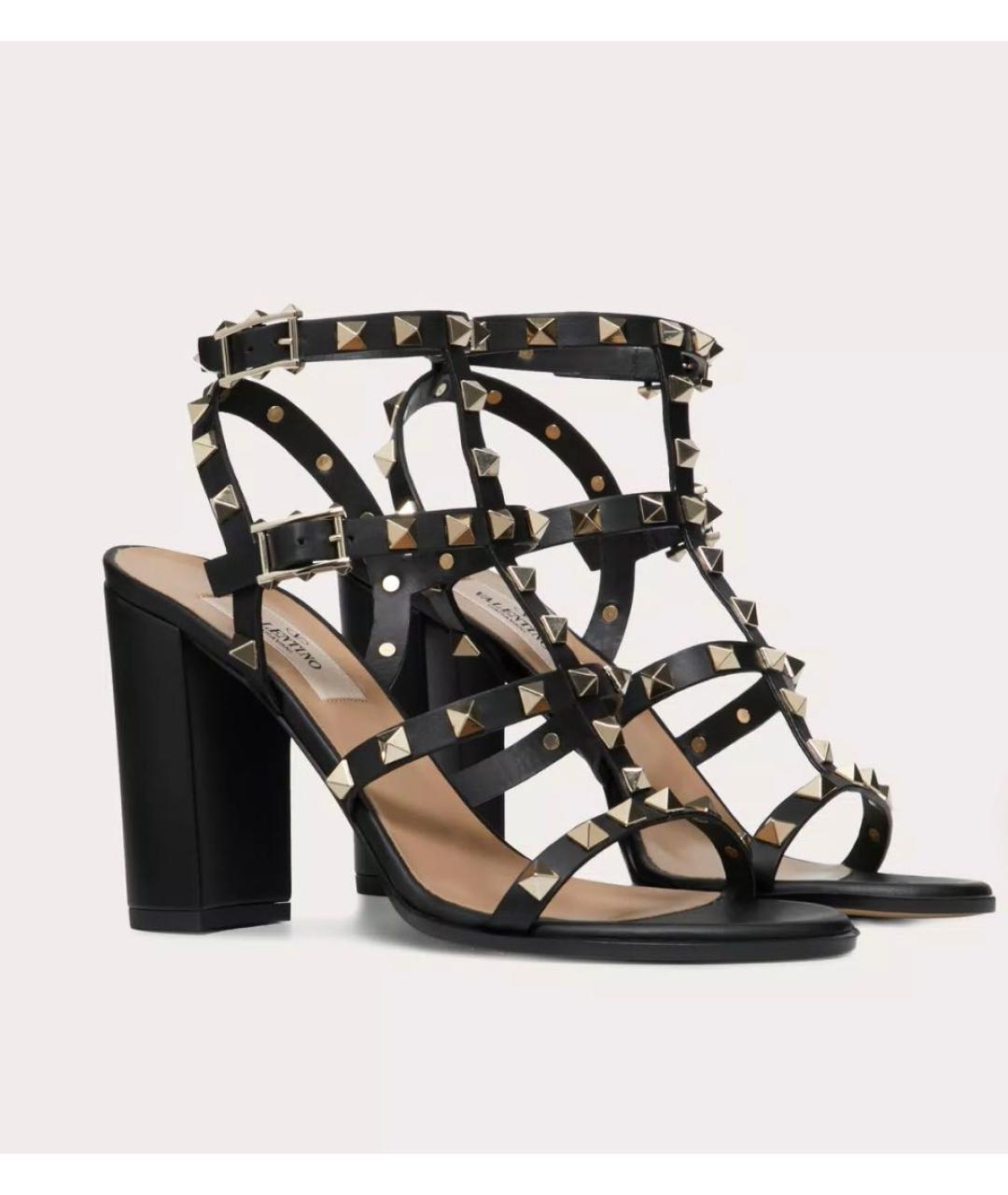 VALENTINO Черные кожаные босоножки, фото 7