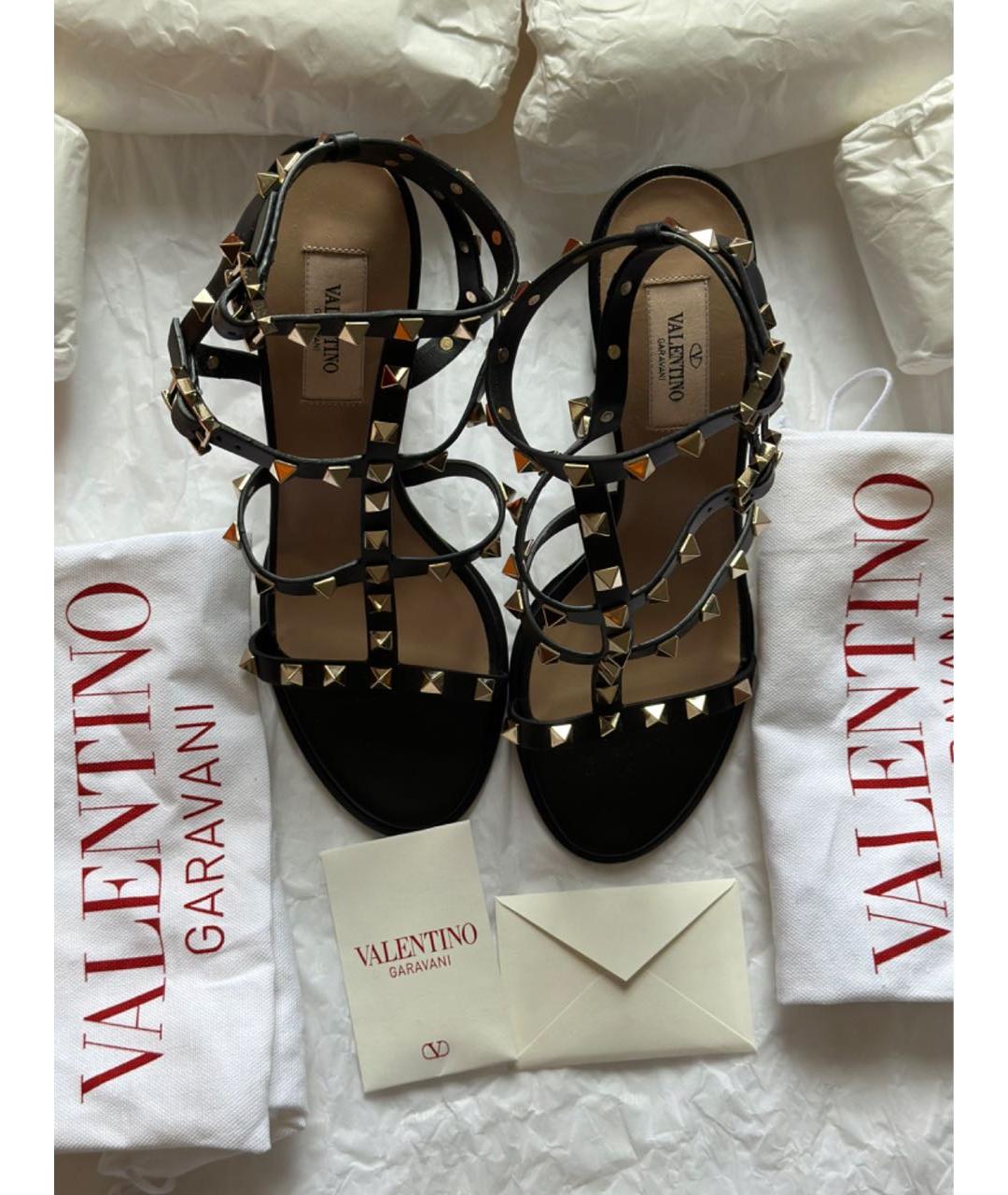 VALENTINO Черные кожаные босоножки, фото 3