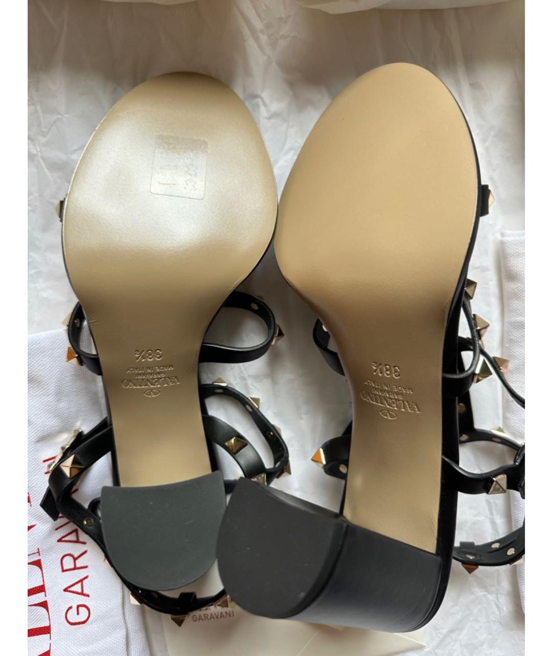 VALENTINO Черные кожаные босоножки, фото 4