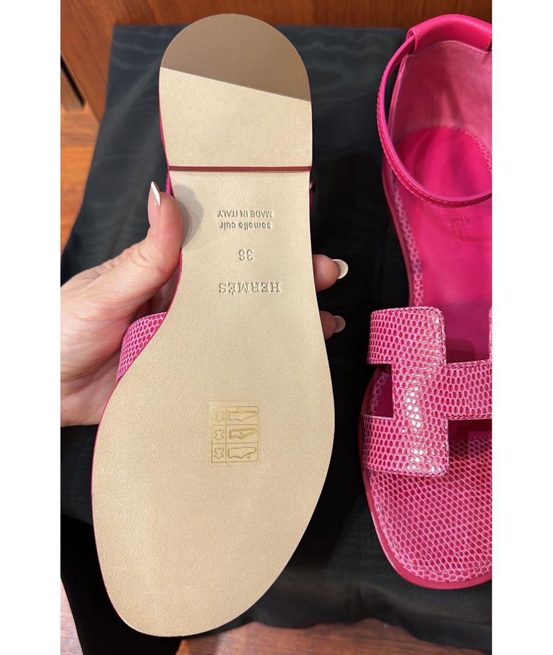 HERMES PRE-OWNED Розовые сандалии из экзотической кожи, фото 3
