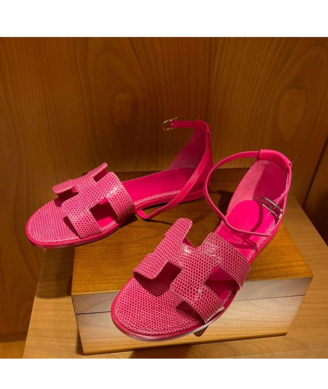 HERMES PRE-OWNED Розовые сандалии из экзотической кожи, фото 4