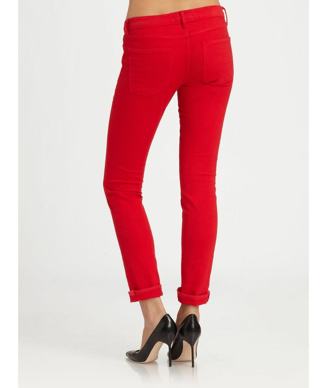 CURRENT/ELLIOTT Красные хлопко-эластановые джинсы слим, фото 3