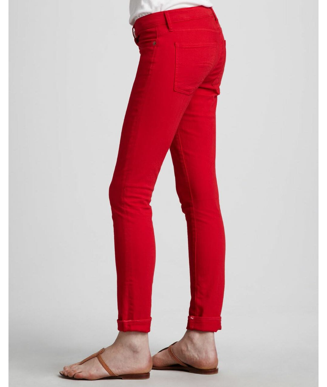 CURRENT/ELLIOTT Красные хлопко-эластановые джинсы слим, фото 4