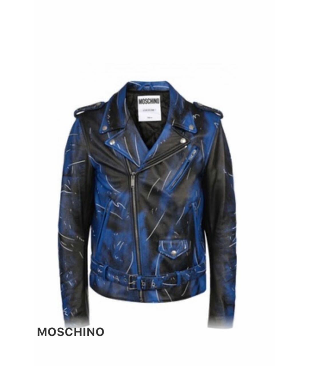MOSCHINO Синяя кожаная куртка, фото 5