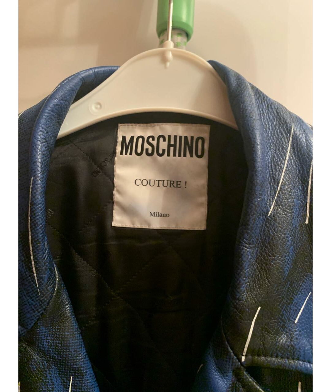 MOSCHINO Синяя кожаная куртка, фото 3