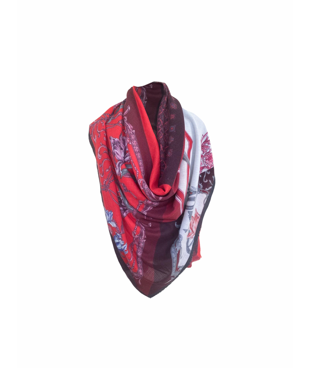 SALVATORE FERRAGAMO Бордовый шерстяной шарф, фото 1