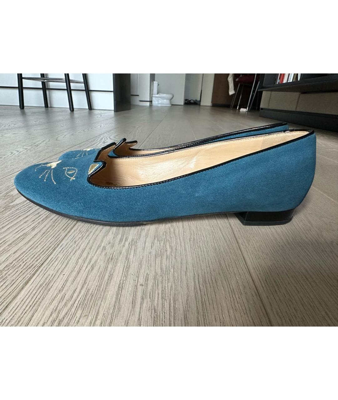 CHARLOTTE OLYMPIA Синие замшевые балетки, фото 6