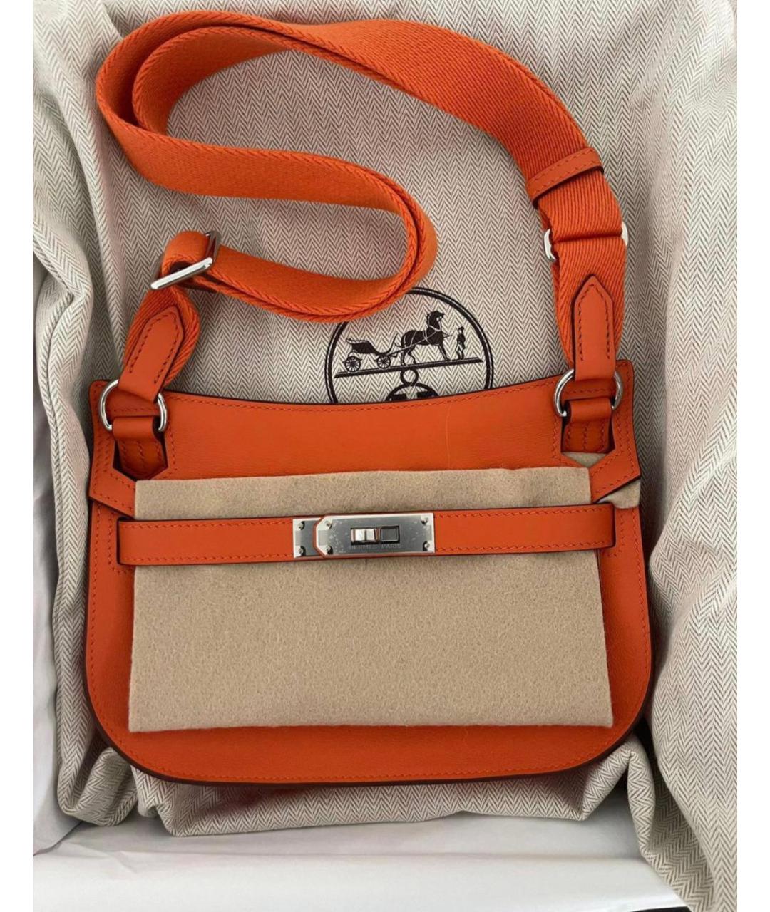 HERMES Оранжевая кожаная сумка через плечо, фото 2