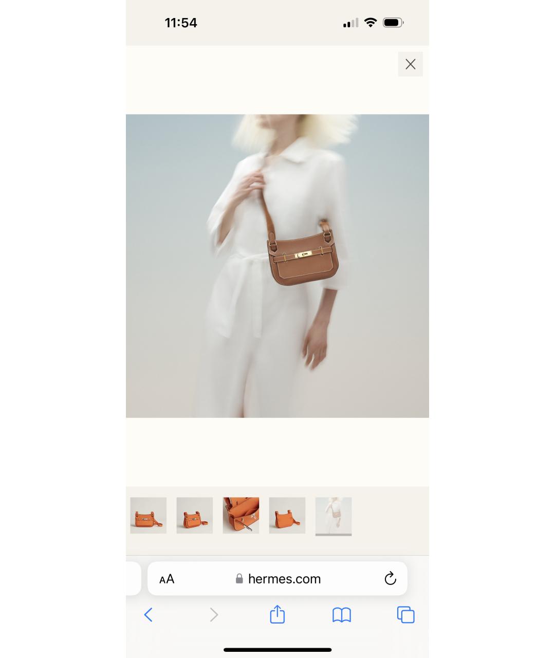 HERMES Оранжевая кожаная сумка через плечо, фото 4