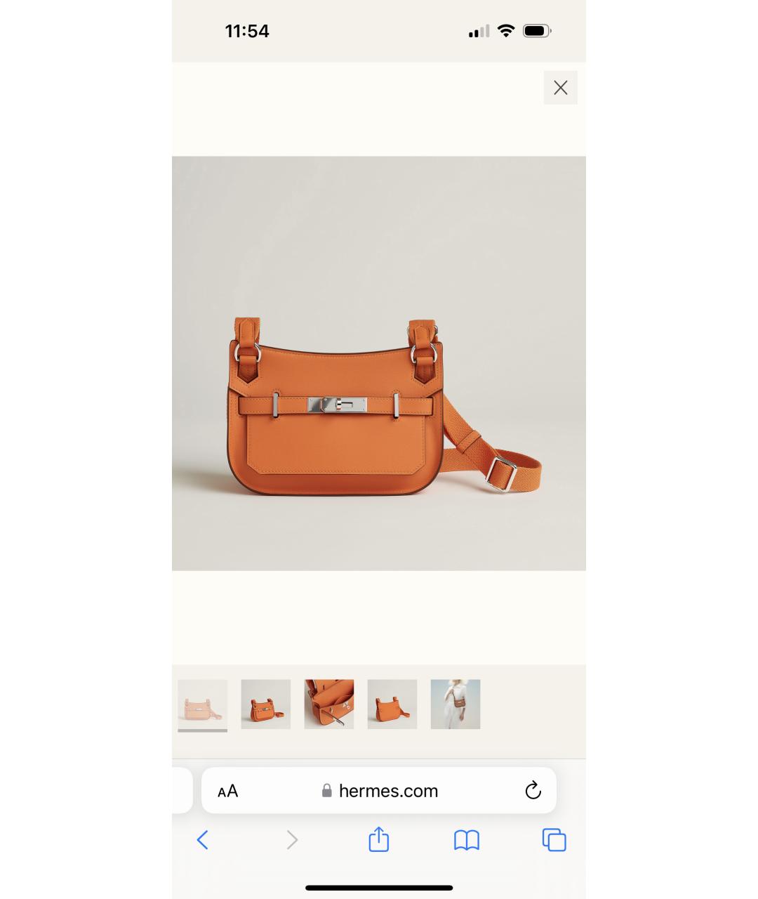 HERMES Оранжевая кожаная сумка через плечо, фото 6