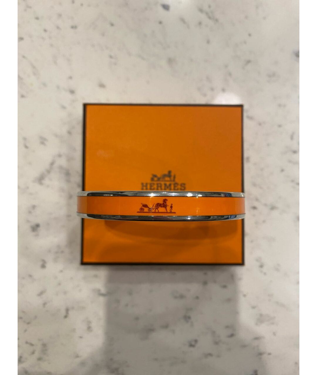 HERMES PRE-OWNED Оранжевый металлический браслет, фото 5