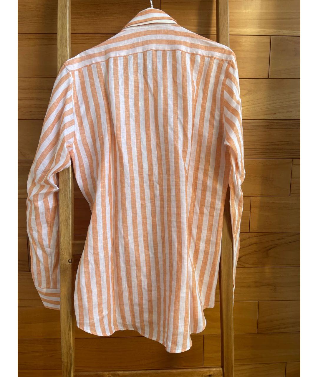 THOM SWEENEY Оранжевая льняная кэжуал рубашка, фото 2