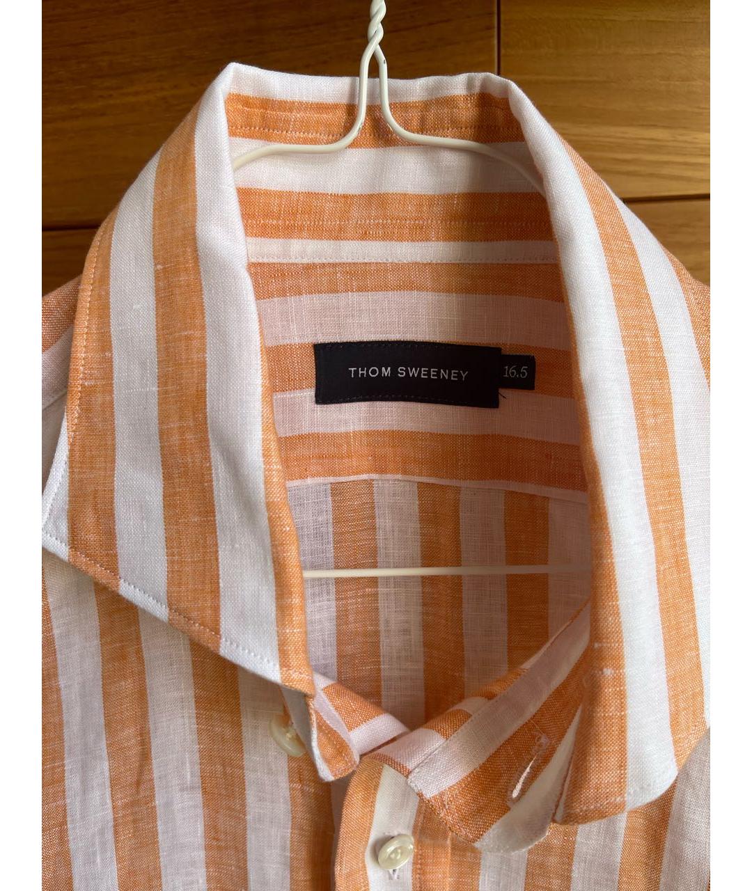 THOM SWEENEY Оранжевая льняная кэжуал рубашка, фото 3