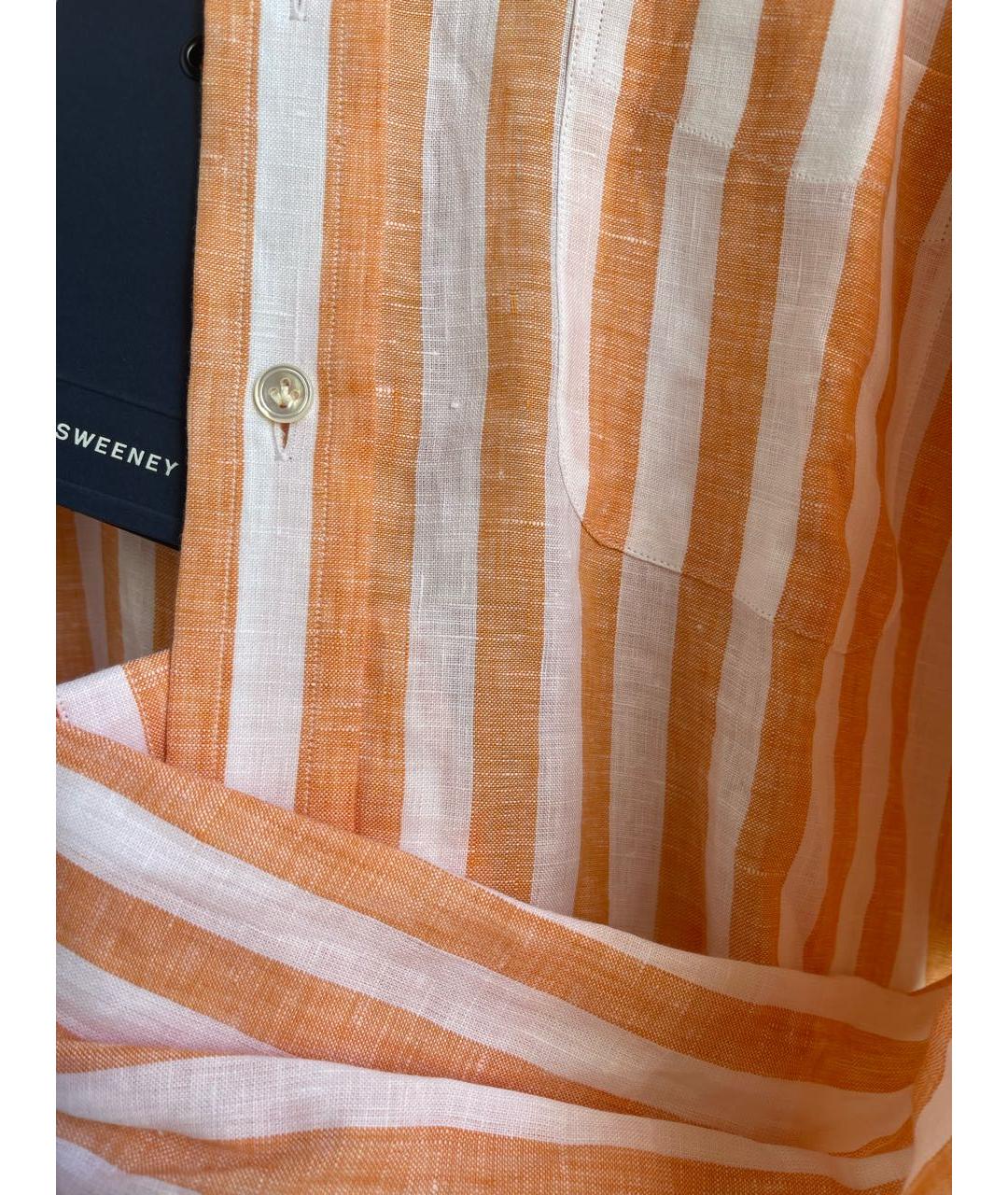 THOM SWEENEY Оранжевая льняная кэжуал рубашка, фото 4