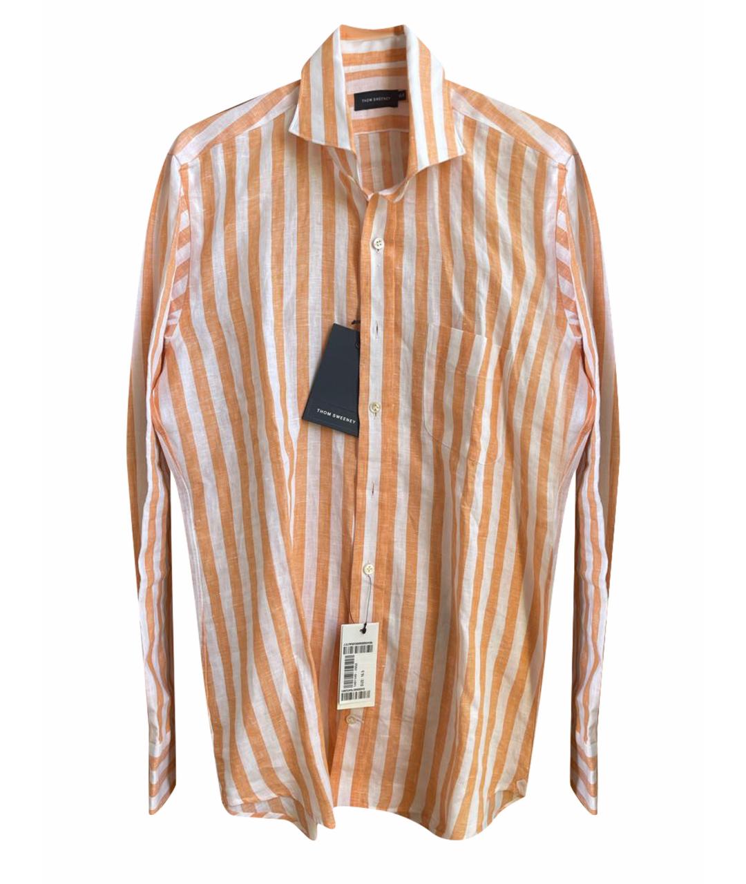 THOM SWEENEY Оранжевая льняная кэжуал рубашка, фото 1