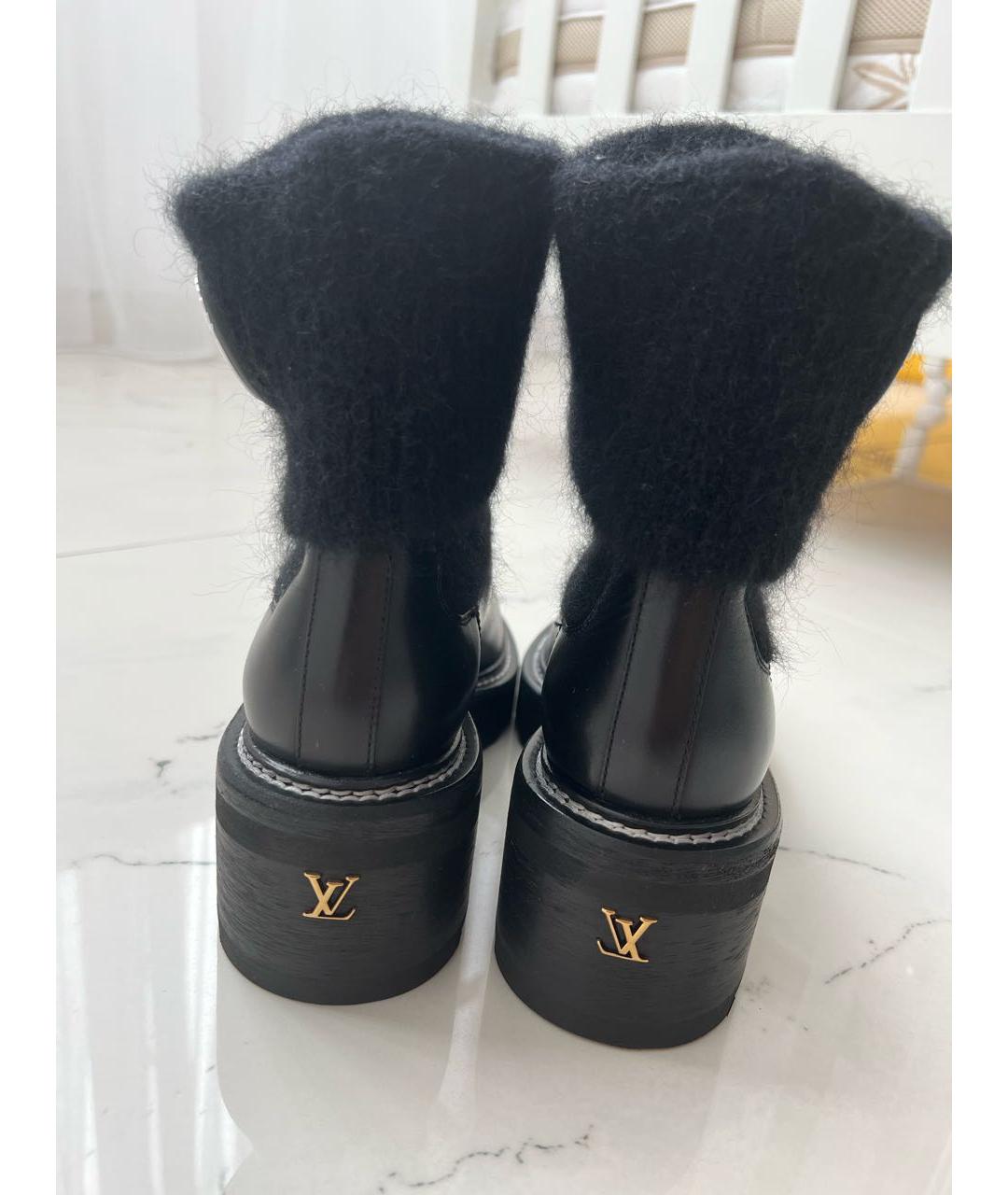 LOUIS VUITTON PRE-OWNED Черные кожаные полусапоги, фото 3