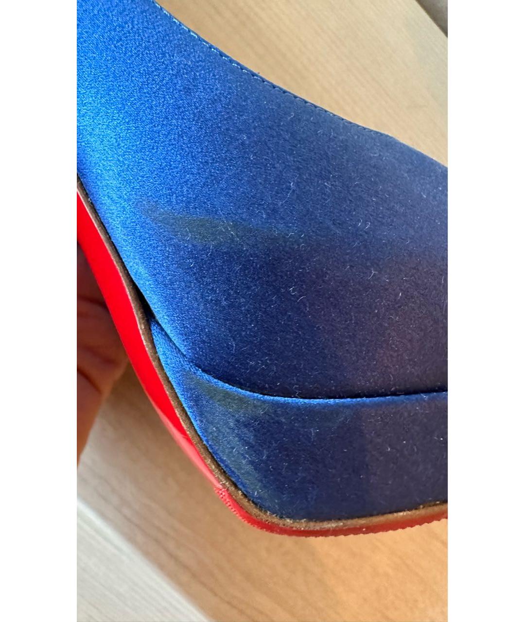 CHRISTIAN LOUBOUTIN Синие текстильные туфли, фото 6