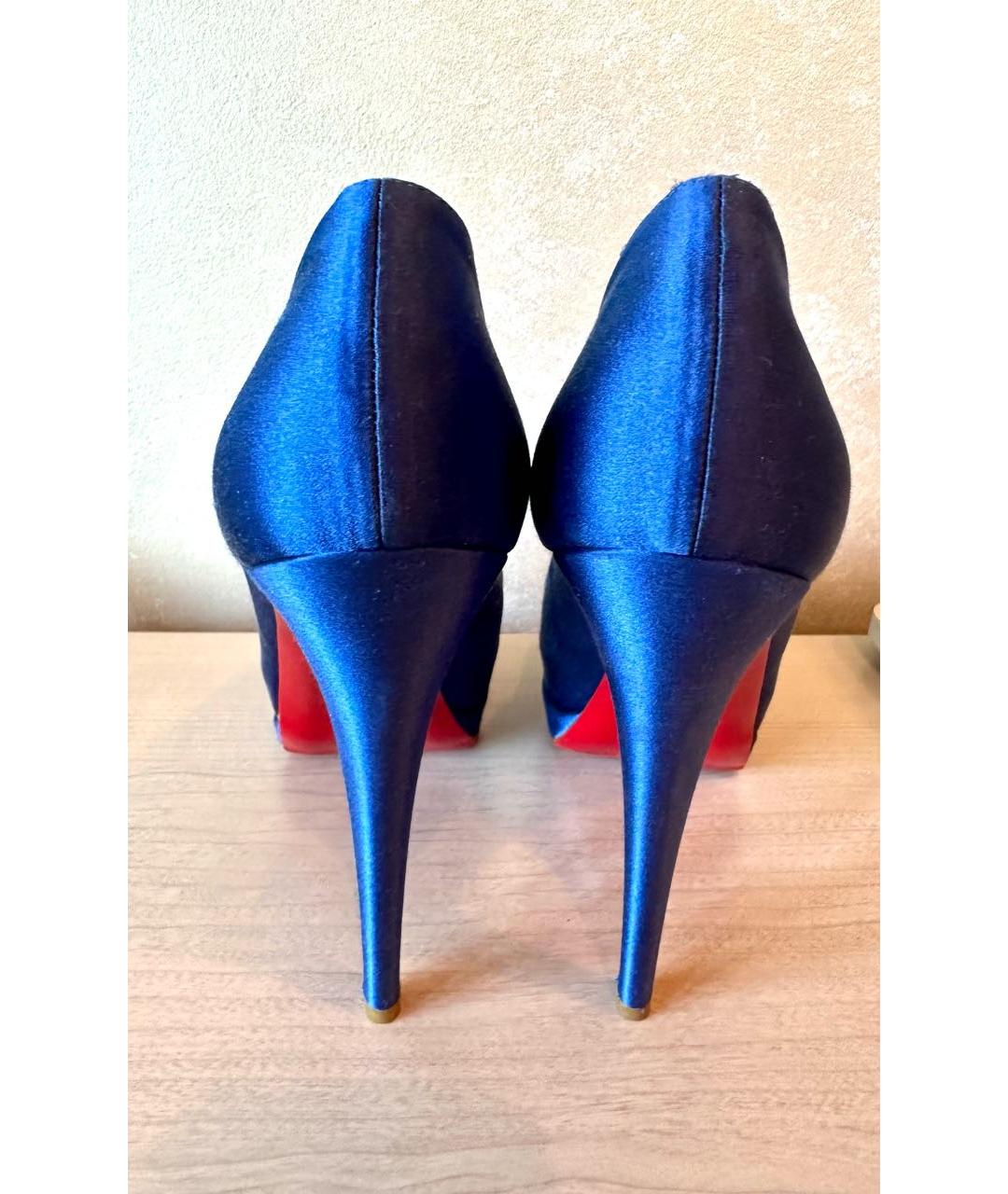 CHRISTIAN LOUBOUTIN Синие текстильные туфли, фото 4