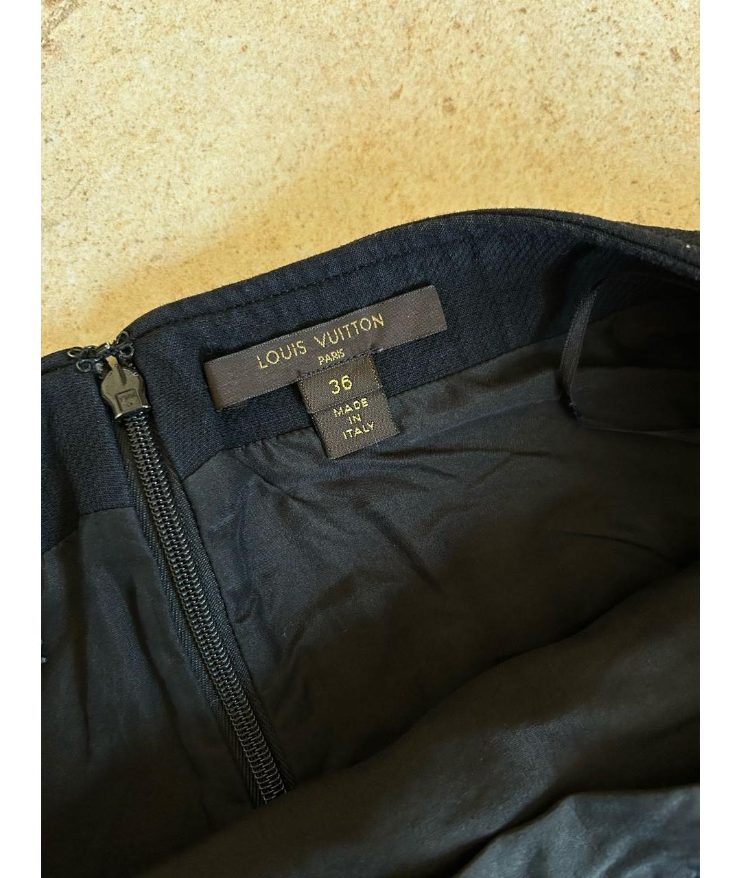 LOUIS VUITTON Темно-синяя хлопковая юбка мини, фото 3