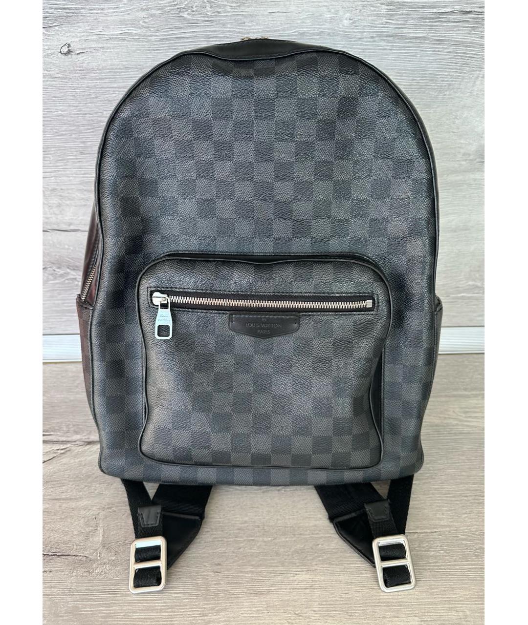 LOUIS VUITTON Антрацитовый кожаный рюкзак, фото 9